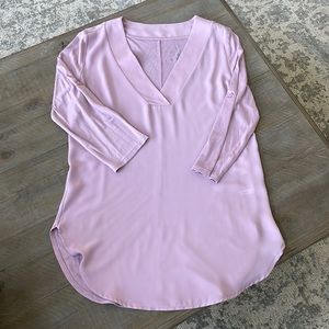 Pink silky-front top, cotton back
